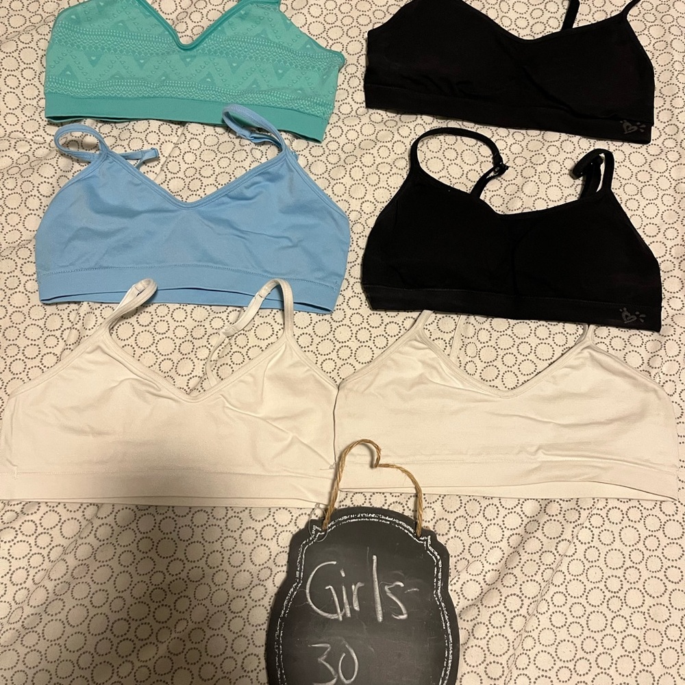 Justice Girls Bralette Set - Black, White, Blue, Teal